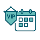 Vector icon of a pennant and calendar to show VIP priority timeslots in our brand colors