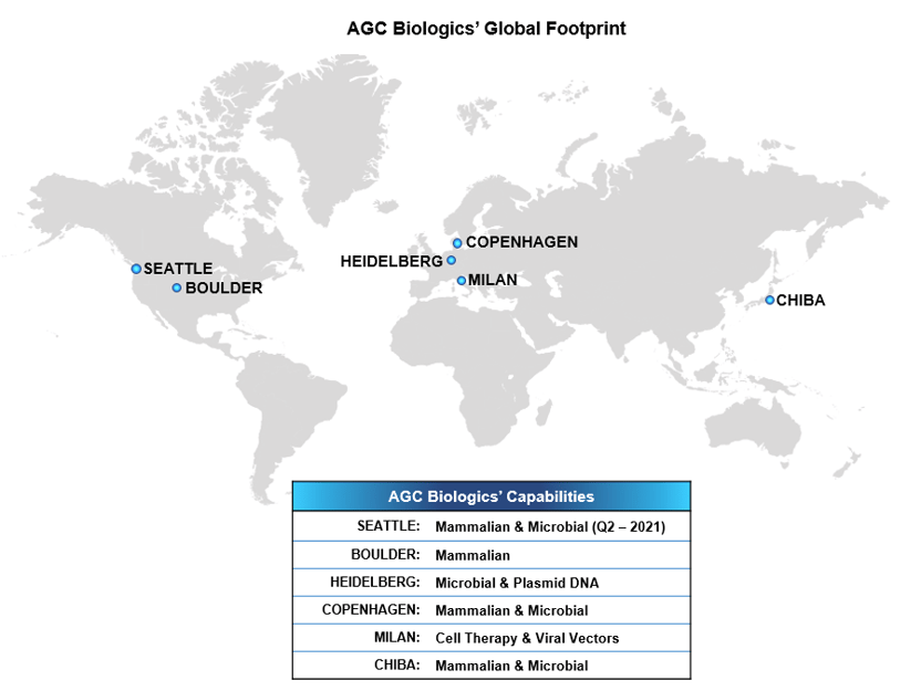 Map of AGC Biologics' global footprint