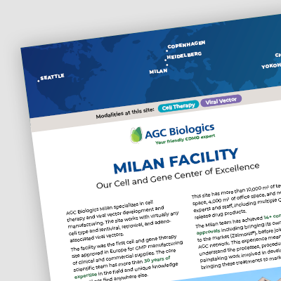 Milan Cell and Gene CDMO services | AGC Biologics