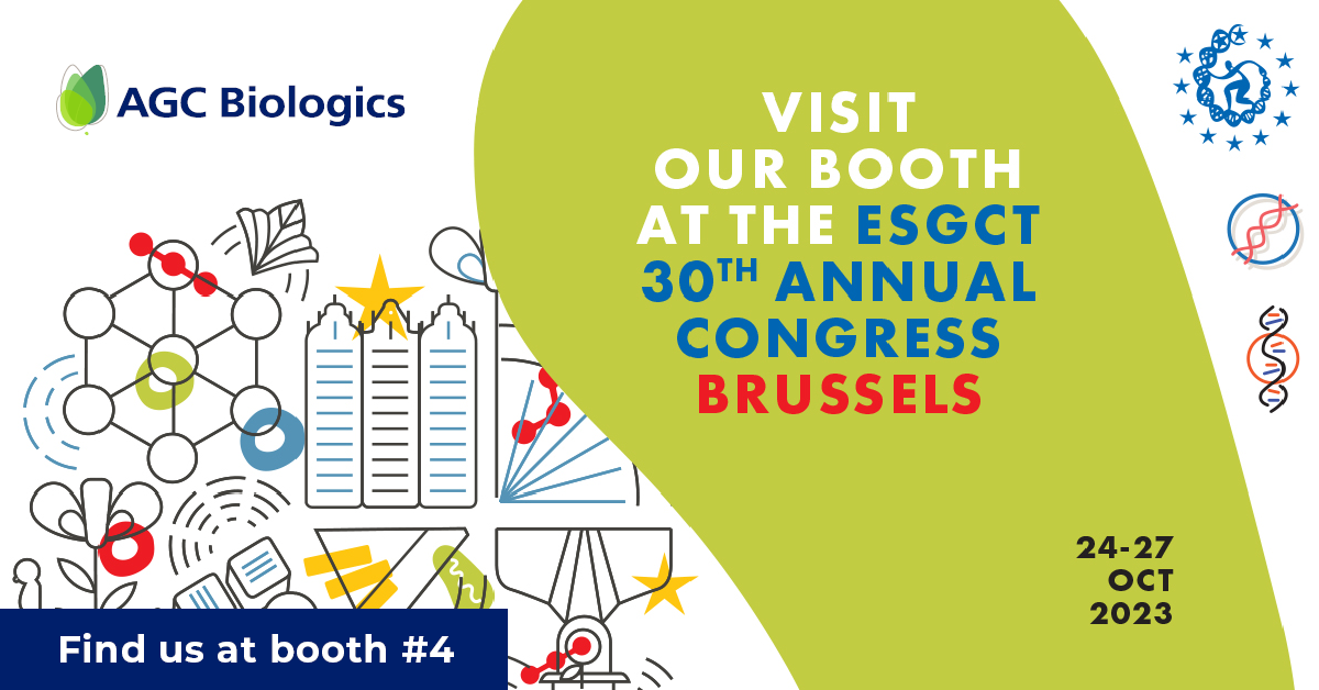 Join AGC Biologics at the European Society of Gene & Cell Therapy, October 24-27 in Brussels.