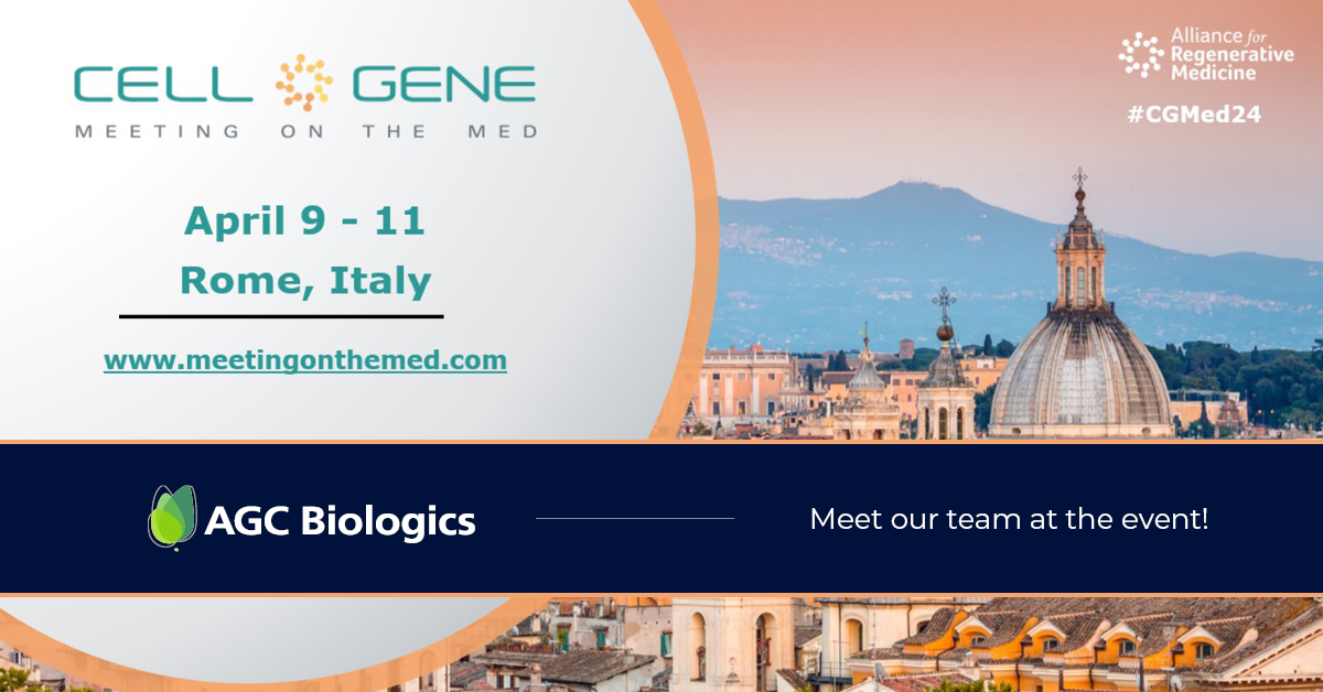 Join AGC Biologics at the Cell & Gene Meeting on the Med in Rome, April 9-11, 2024.